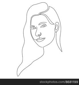 Vector hand-drawn illustration in the style of linear art. Portrait of a beautiful girl. An elegant girl with long hair. A light gentle background element for your design. Logo for hair extensions, beauty salon. Vector hand-drawn illustration in the style of linear art. Portrait of a beautiful girl. An elegant girl with long hair. A light gentle background element for your design.