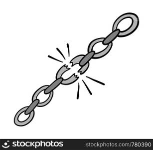 Vector hand-drawn illustration of chains are broken. Black outlines and colored.