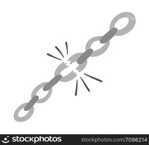 Vector hand-drawn illustration of chains are broken. Colored flat style.