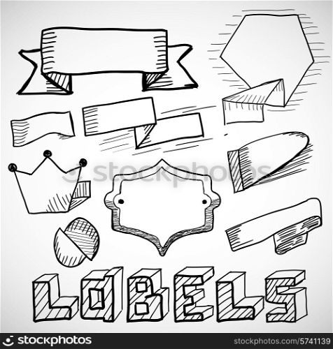 Vector hand drawn labels and design elements doodles