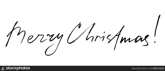 vector hand drawn lettering. Merry Christmas - motivational quote. Handwritten lettering