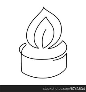 Vector Hand drawn one line burning candle art logo icon. Continuous Christmas advent outline illustration for greeting card, web design isolated holiday invitation.. Vector Hand drawn one line burning candle art logo icon. Continuous Christmas advent outline illustration for greeting card, web design isolated holiday invitation