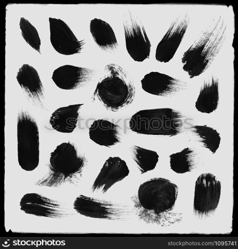 Vector hand drawn paint stains grunge set. Watercolor circle shape design elements
