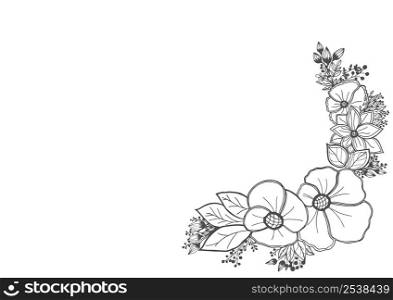Vector hand drawn pattern with stylized orchid branch for your design on white background, pattern can be used for wallpaper. Vintage illustration with space for text