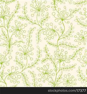 Vector hand drawn seamless pattern with green plants