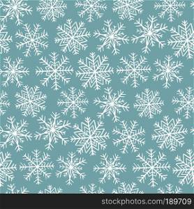 Vector hand drawn seamless snowflakes pattern with texture. Winter vintage backdrop