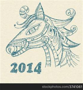 vector hand drwan horse, symbol of 2014 year in chinese calendar