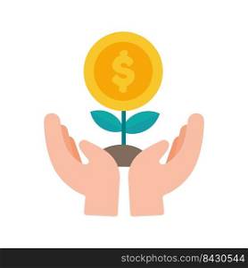 vector hand holding dollar saving concept Save cash for investment