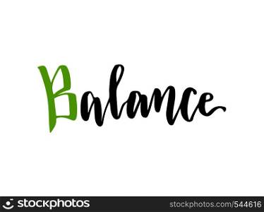Vector hand lettering. Balance logo or sport center icon.. Vector hand lettering. Balance logo or sport center icon