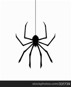 vector hanging spider on web thread