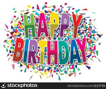 vector happy birthday greeting on colorful background of splinters