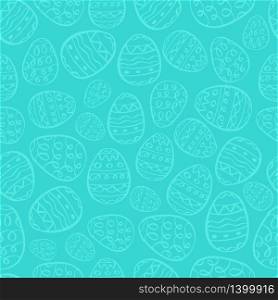 Vector happy easter background. Blue eggs cartoon doodle print. Holiday hand drawn seamless pattern. happy easter vector background eggs cartoon doodle seamless pattern