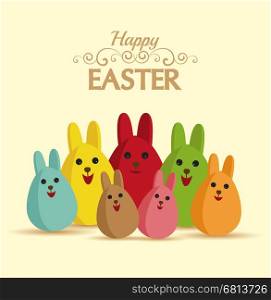 Vector Happy easter eggs with rabbit ears