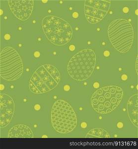 Vector Happy Easter seam≤ss pattern eggs festive background. Wallpaper with ornamental eggs, gift fabric wrapπng paper, pr∫s illustration. Happy Easter seam≤ss pattern eggs festive background