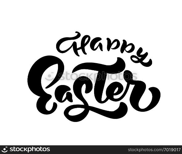 Vector happy Easter text Hand drawn calligraphy and brush pen isolated lettering. design for holiday greeting card and invitation of the happy Easter day.. Vector happy Easter text Hand drawn calligraphy and brush pen isolated lettering. design for holiday greeting card and invitation of the happy Easter day