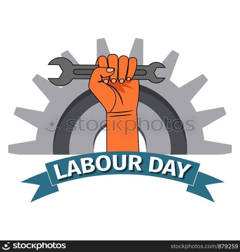 Vector happy labour day poster or banner with clenched fist . Labour day poster with clenched fist