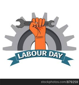 Vector happy labour day poster or banner with clenched fist . Labour day poster with clenched fist