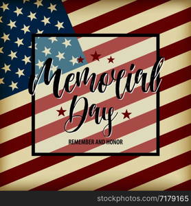 Vector Happy Memorial Day card. National american holiday illustration with USA flag.