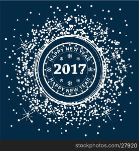vector happy new year 2017 background design with rubber stamp