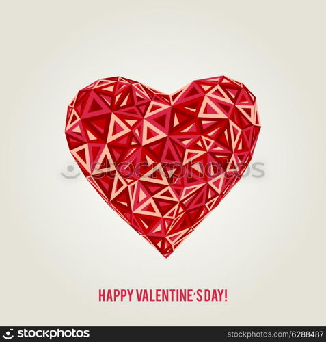 Vector Happy Valentines Day card with low poly heart