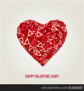 Vector Happy Valentines Day card with low poly heart