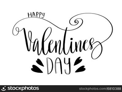 Vector Happy Valentines Day. Vector Happy Valentines Day Card With Lettering quote and hearts