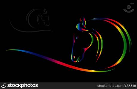 Vector head of horse on a black background