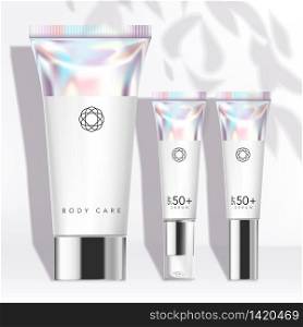 Vector Healthcare / Beauty / Skincare Tube Set with Holographic Effect