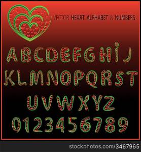 vector heart alphabet and numbers