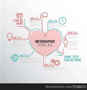 Vector heart / love Infographic report template made from lines and icons. Vector Heart Infographic report template