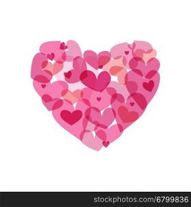 Vector heart made from small hearts. Vector pink heart made from small hearts. Valentines day vector illustration.