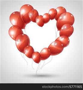 Vector heart made of balloons. Valentine background.. Vector heart made of balloons. Valentine background