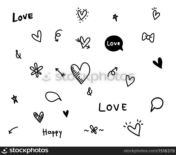 Vector Heart shape frame with brush painting isolated on background - hand drawn design for Valentine&rsquo;s day web icon, symbol, sign, romantic wedding, love card