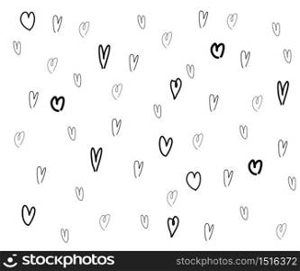 Vector Heart shape frame with brush painting isolated on white background - hand drawn design for Valentine&rsquo;s day web icon, symbol, sign, romantic wedding, love card
