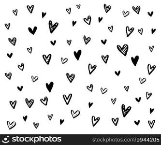 Vector Heart shape frame with brush painting isolated on white background - hand drawn design for Valentine’s day web icon, symbol, sign, romantic wedding, love card - vector illustration