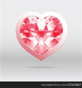 vector heart with triangular diamond mosaic, abstract design for Valentines day.