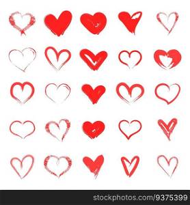 Vector hearts set. Hand drawn. Set of heart icons, hand drawn icons and illustrations for valentines and weddings isolated on white background. Vector illustration for your graphic design.. Vector hearts set. Hand drawn. Set of heart icons, hand drawn icons and illustrations for valentines and weddings isolated on white background. Vector illustration for your graphic design
