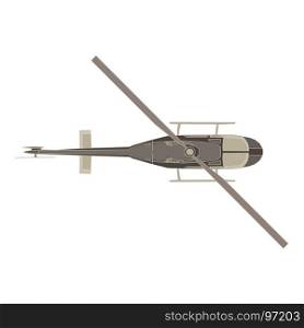 Vector helicopter flat icon isolated. Aircraft top view design illustration aviation. Cartoon chopper commercial
