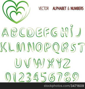 Vector herbal alphabet and numbers