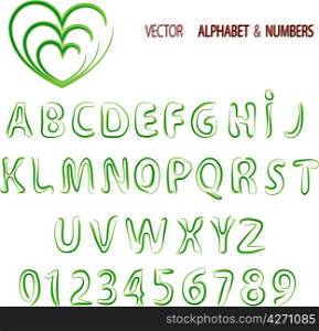 Vector herbal alphabet and numbers