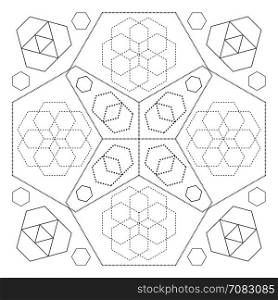 vector hexagonal abstract sacred geometry decoration sign black color illustration white background