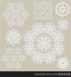 vector highly detailed paper cut white snowflakes, fully editable eps 8 file