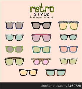 vector hipster retro glasses of different colors