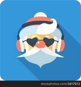 Vector hipster Santa Claus Face icon flat design