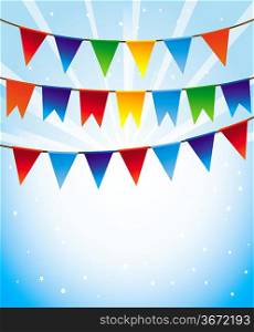 Vector holiday background with bright flags -frame for greeting card