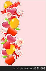 vector holiday background with candy and fruits