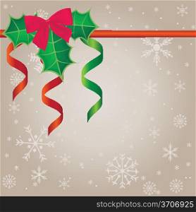 Vector holiday background with holly berries.