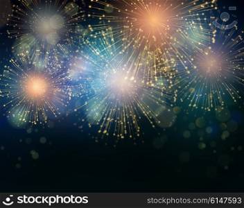 Vector Holiday Fireworks Background. Happy New Year, Independence Day festive background