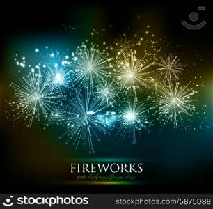 Vector Holiday Fireworks Background. Vector abstract Holiday Fireworks Background for your design