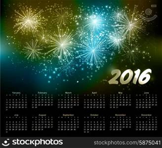 Vector Holiday Fireworks Background. Vector Holiday Fireworks Background. Calendar 2016. EPS 10
